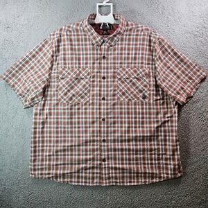 Alaskan Hardgear Shirt Men‎ 3XL Vented Short Sleeve Button Up Brown White Plaid